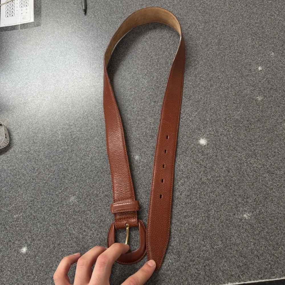Cole Haan Belt Mens 32 Brown Excellent Pebbled Leather Made in Italy